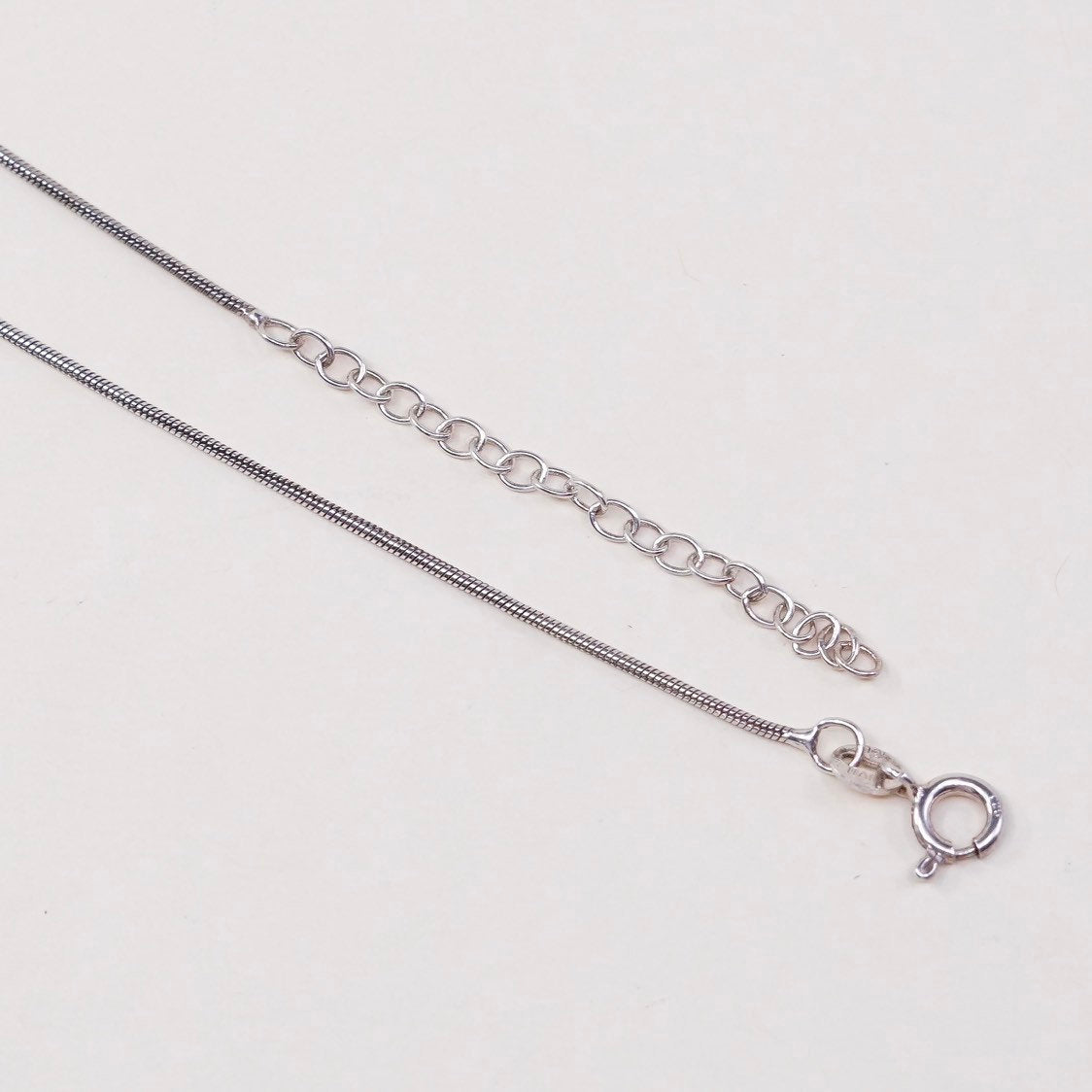 16"+2, vtg sterling silver snake chain, Italy made silver necklace