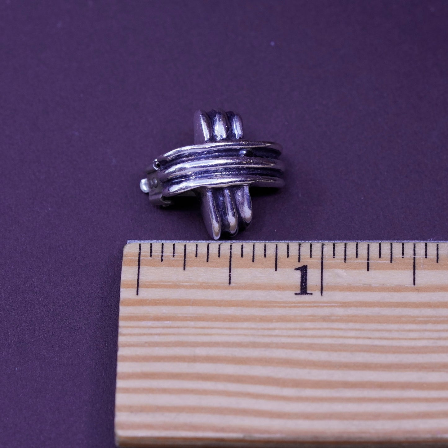 Vintage Zina Sterling silver handmade clip on earrings, 925 cross earrings
