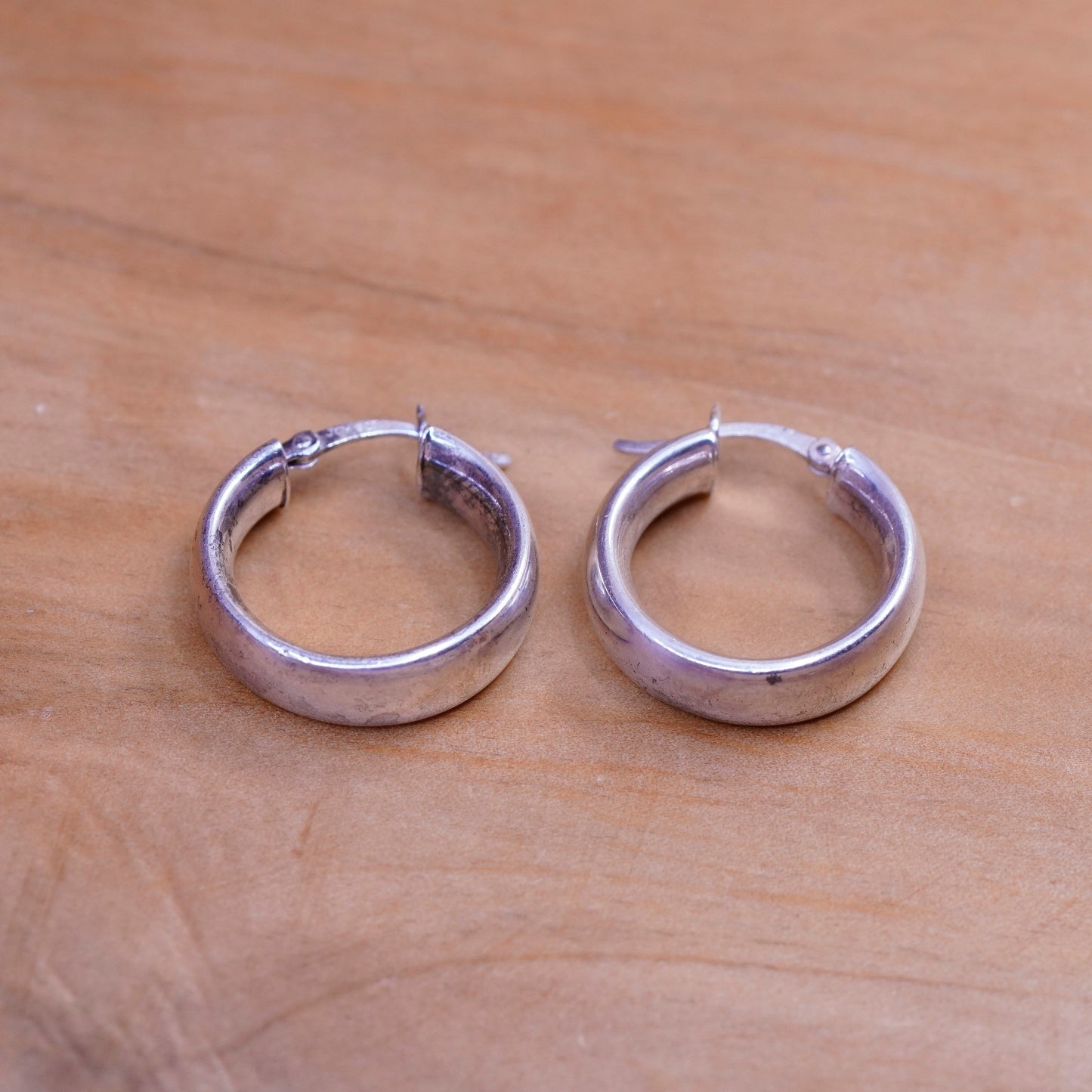 0.75”, vintage Sterling silver handmade earrings, 925 hoops