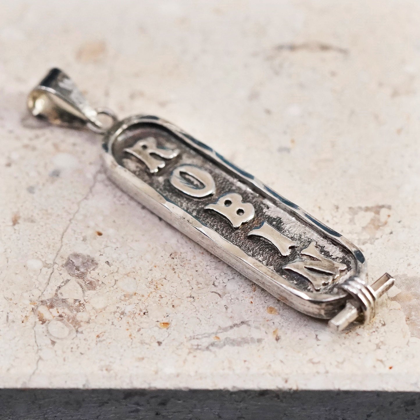 Vintage Sterling silver handmade pendant, 925 tag embossed name robin