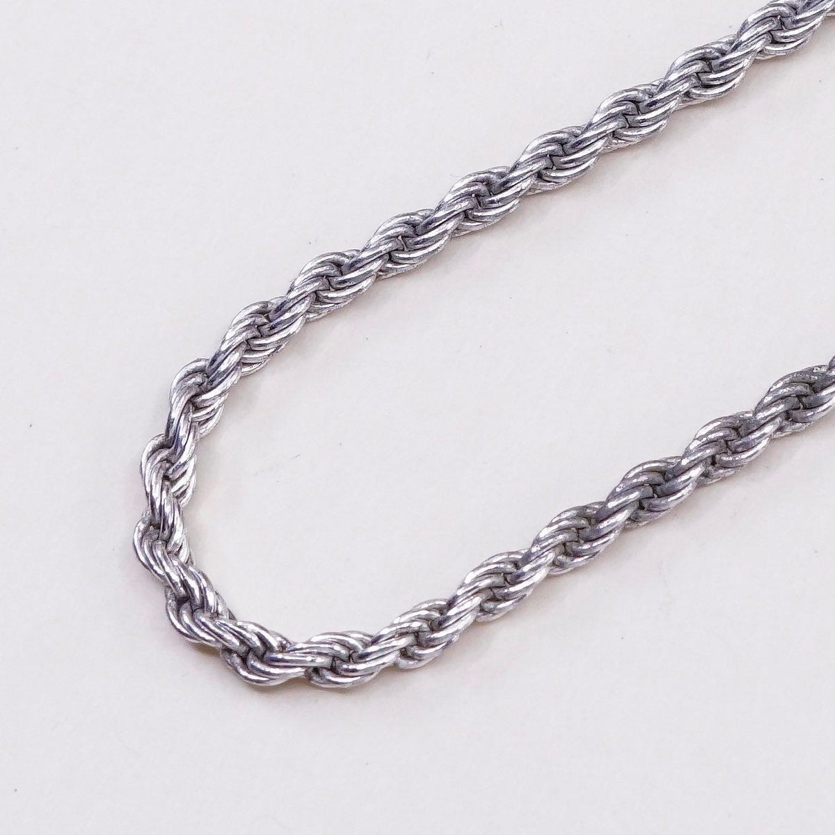 24”, 2mm, vintage SU Sterling silver necklace, 925 French rope chain