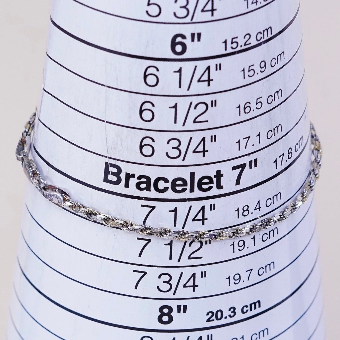 7.25", 2mm, VTG italy sterling 925 silver Italy rope chain bracelet