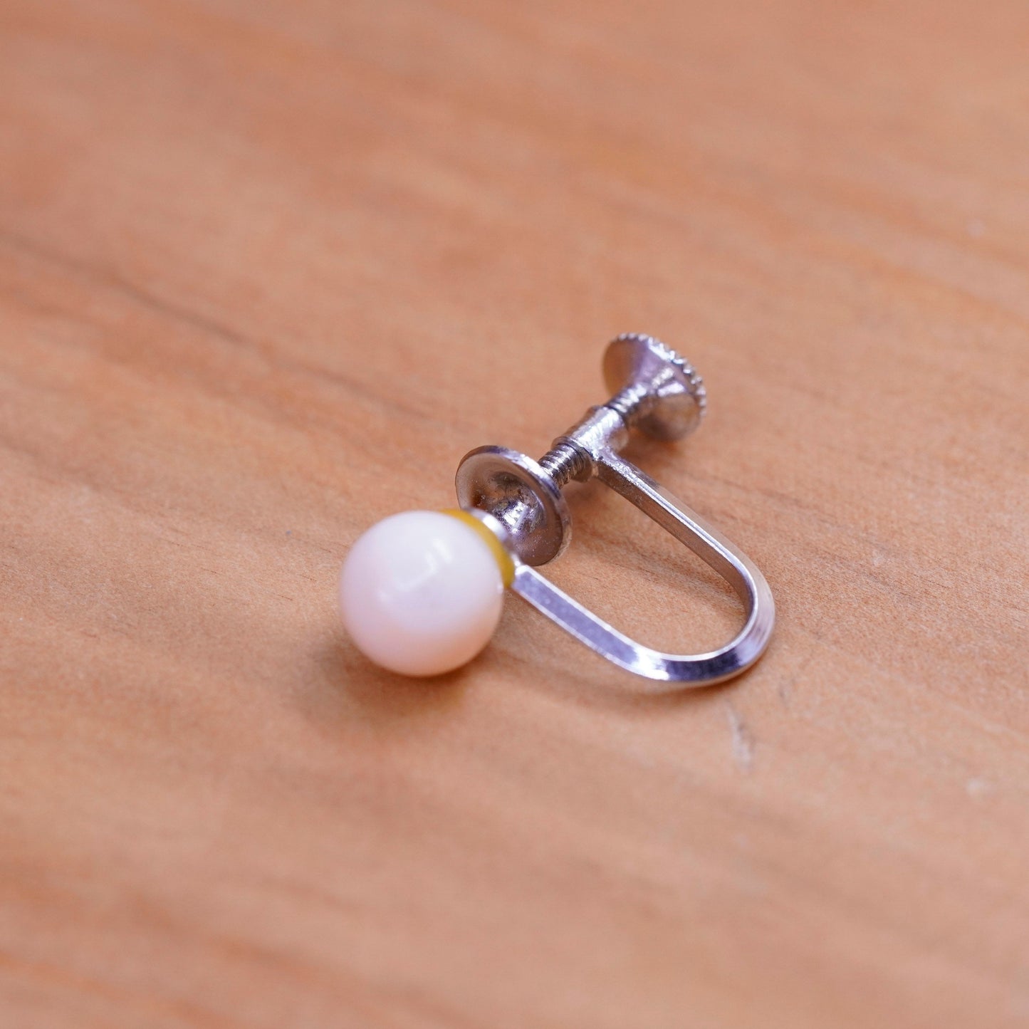 Vintage Sterling silver screw back handmade earrings, 925 dangles pink quartz