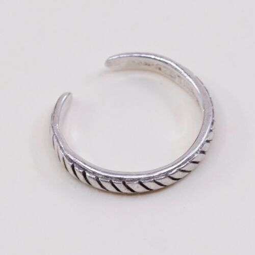 Size 3.25, Vtg TMA Sterling Silver handmade open end Ring. 925 Cable Band