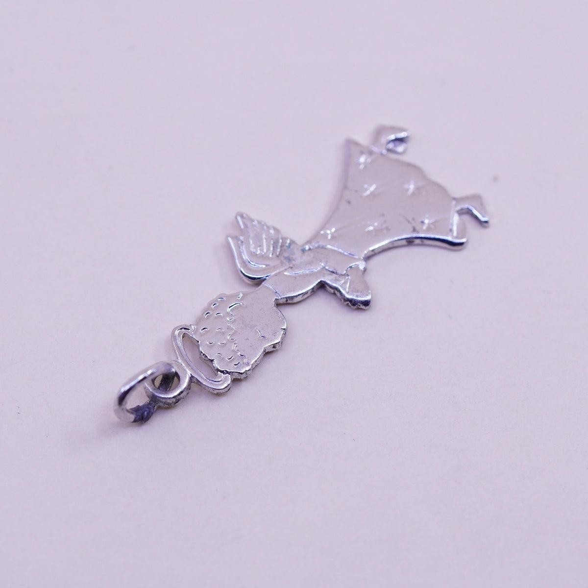 Vintage sterling silver handmade pendant, 925 angel charm