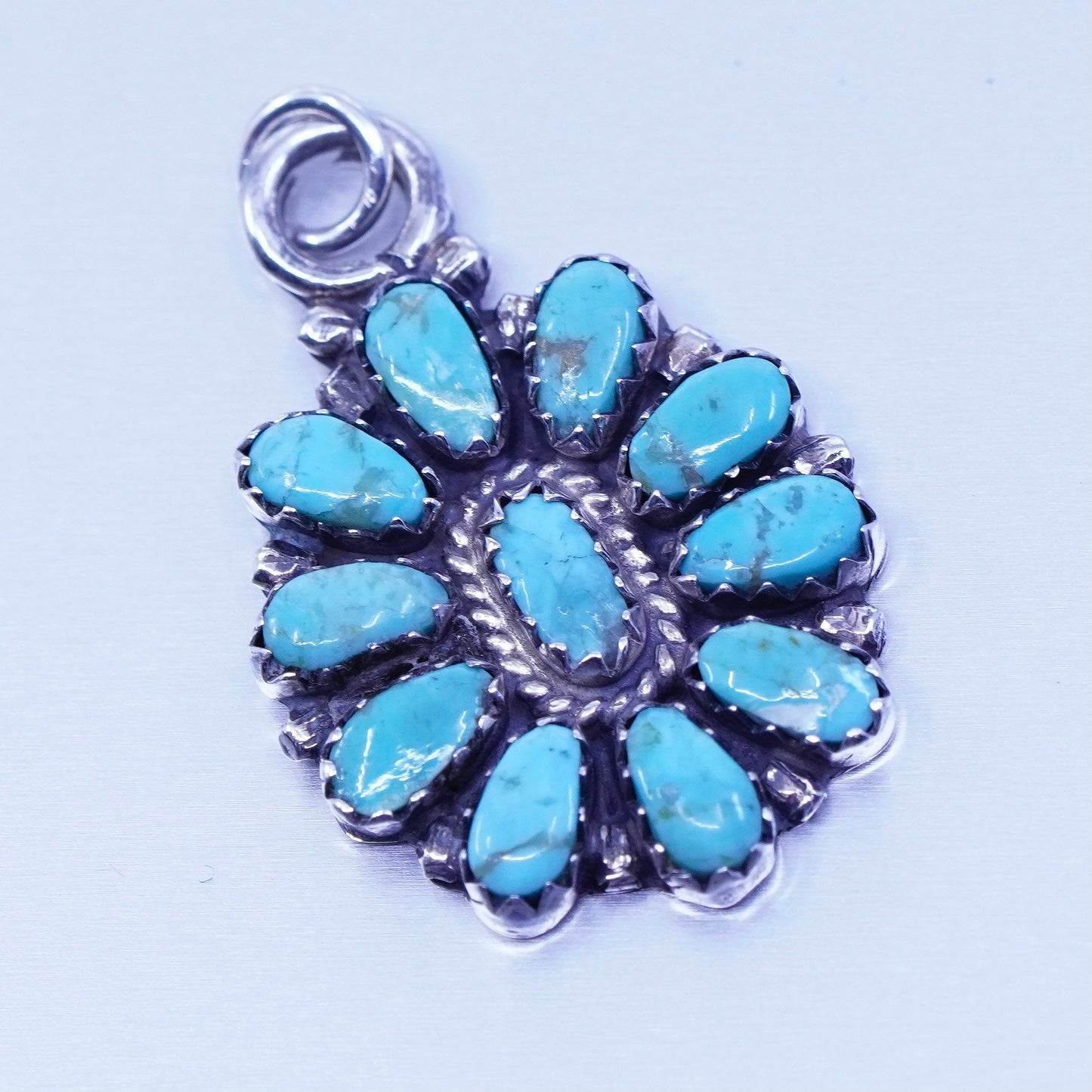 antique Native American navajo sterling 925 silver pendant with turquoise