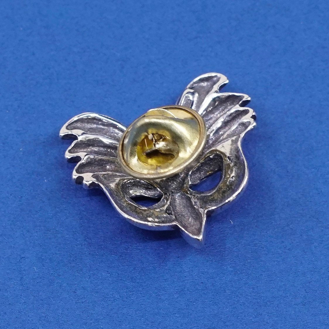 vtg Sterling silver handmade brooch, 925 masquerade mask