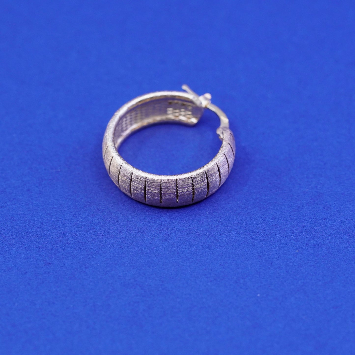 1” Italy matte vermeil gold Sterling 925 silver hoop glittering earrings huggie