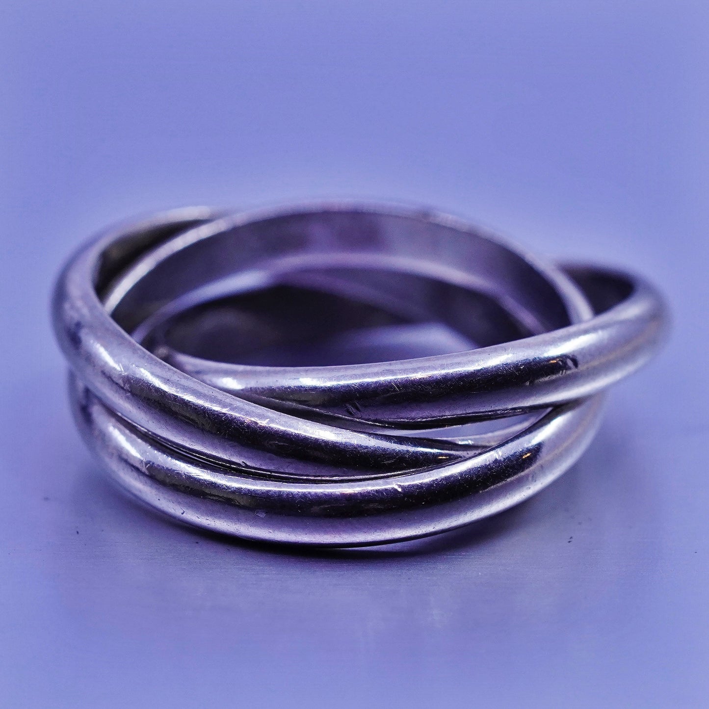 Size 6, vintage southwestern Sterling 925 silver wedding entwined ring, band