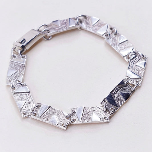 7.5”, sterling silver handmade tennis bracelet, 925 embossed rectangular chain