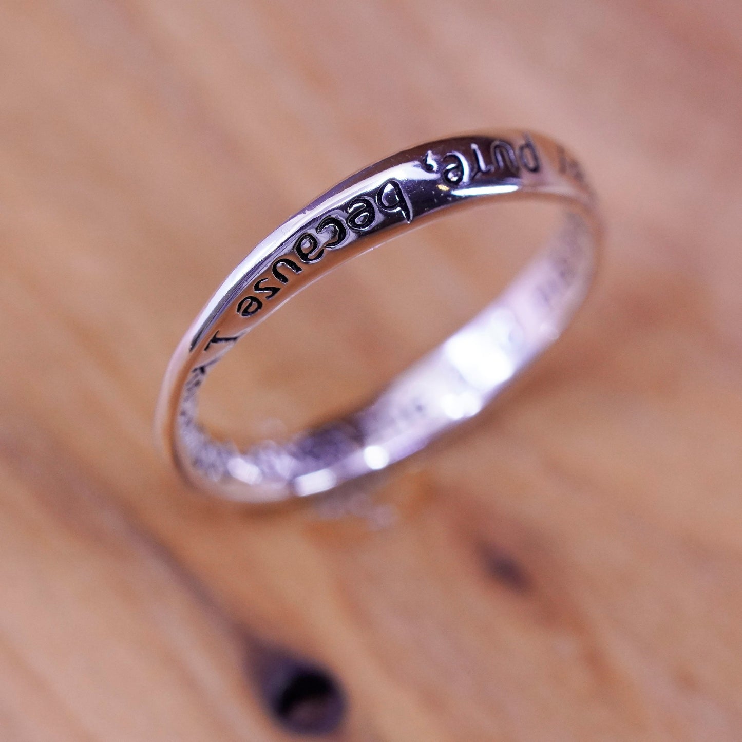 Size 6.5, Sterling silver inspirational ring, 925 quote band “today I promise
