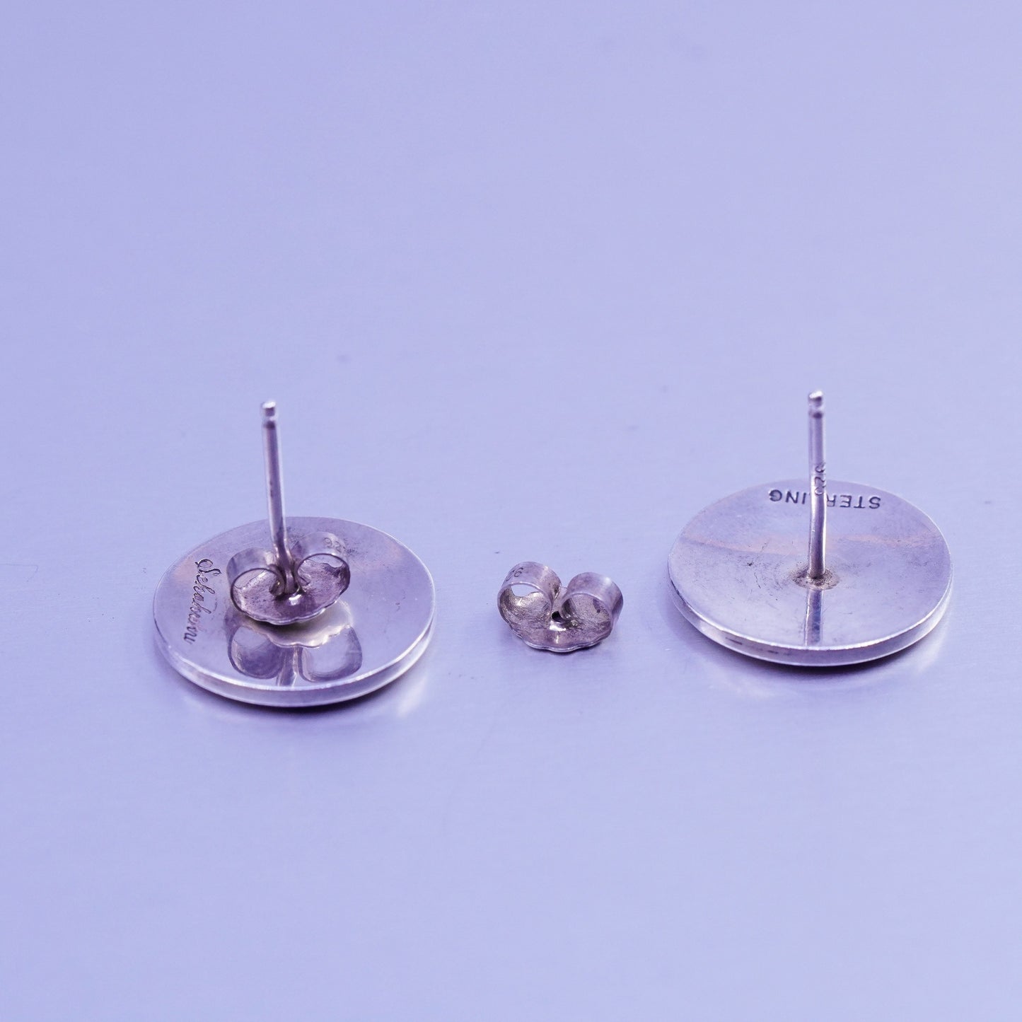 Native American Navajo sterling 925 silver handmade round earrings, studs