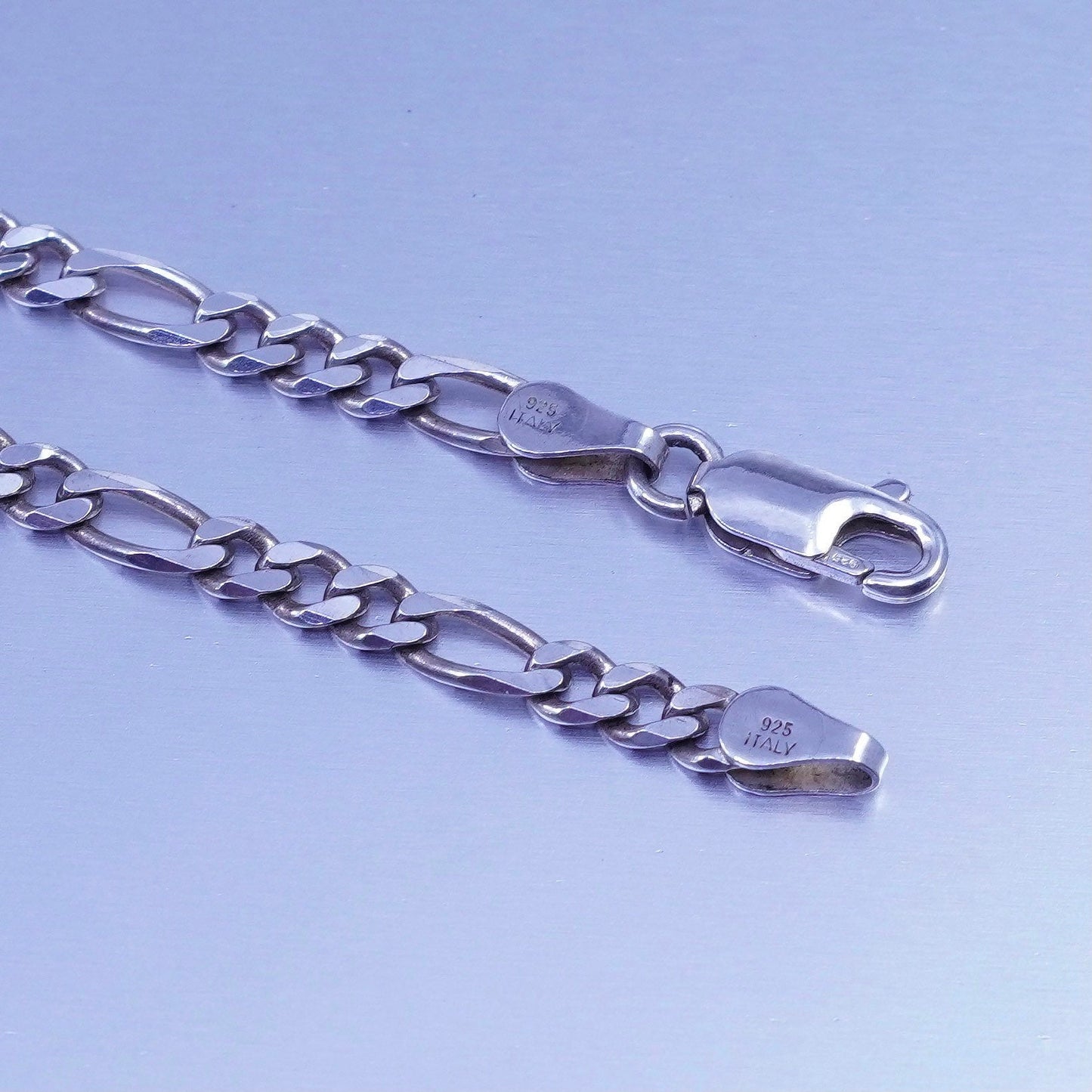 24” 5mm, vintage Italy Sterling 925 silver bold figaro chain necklace