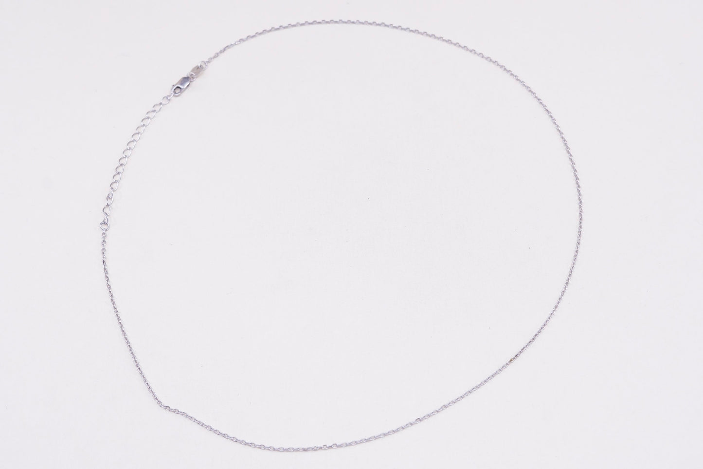 16+2”, 1mm, Vintage sterling silver flatten circle chain, Italy 925 necklace