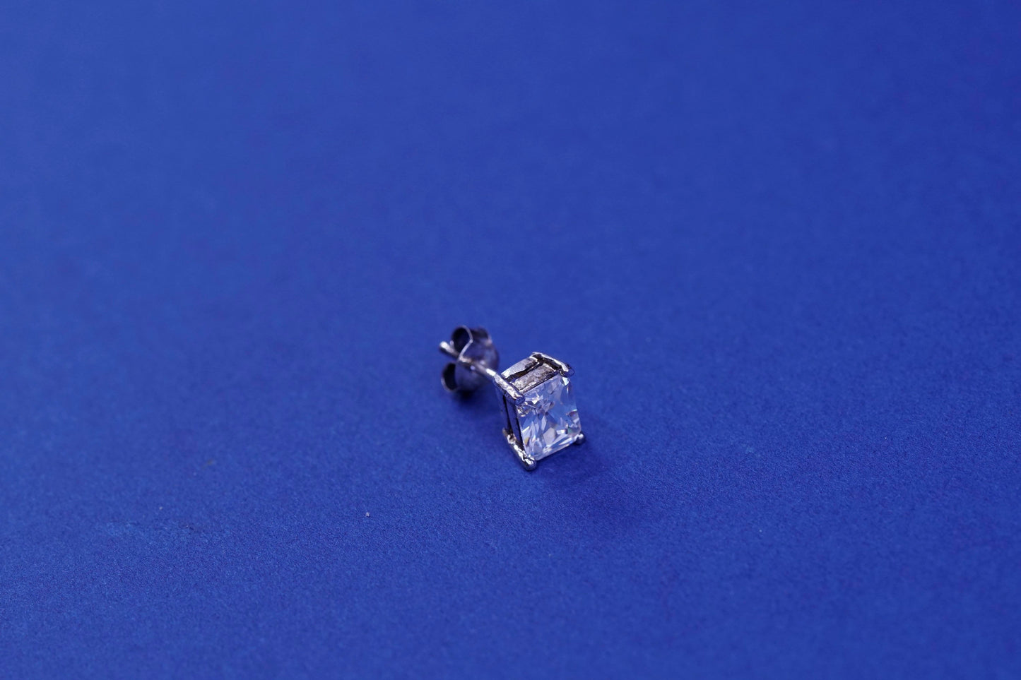 6mm, Vintage sterling silver handmade earrings, 925 studs with CZ