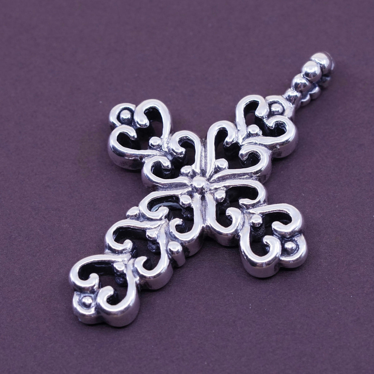 Vintage Sterling silver handmade pendant, Thailand 925 filigree cross