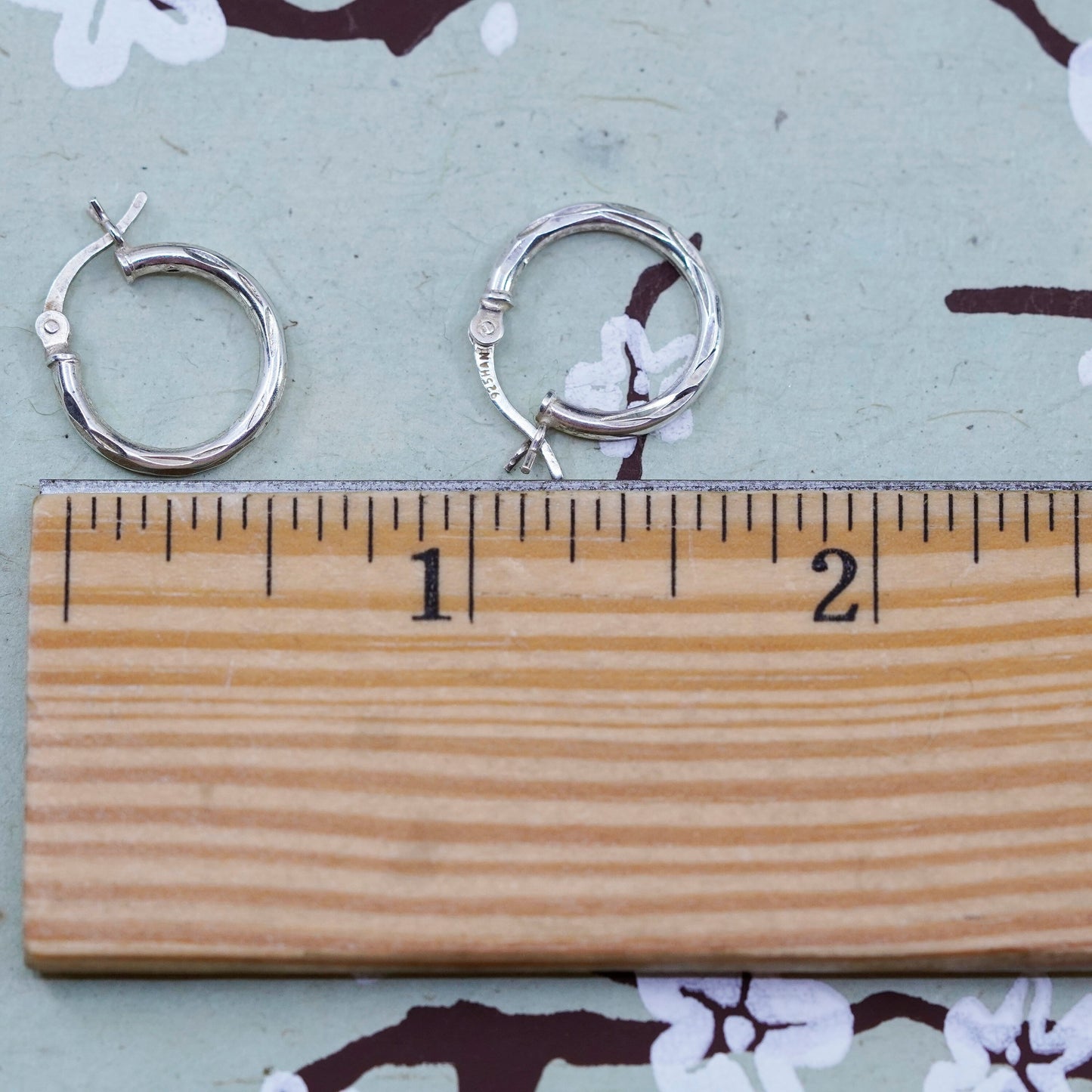 0.5”, sterling silver loop earrings, minimalist, textured 925 hoops, huggie