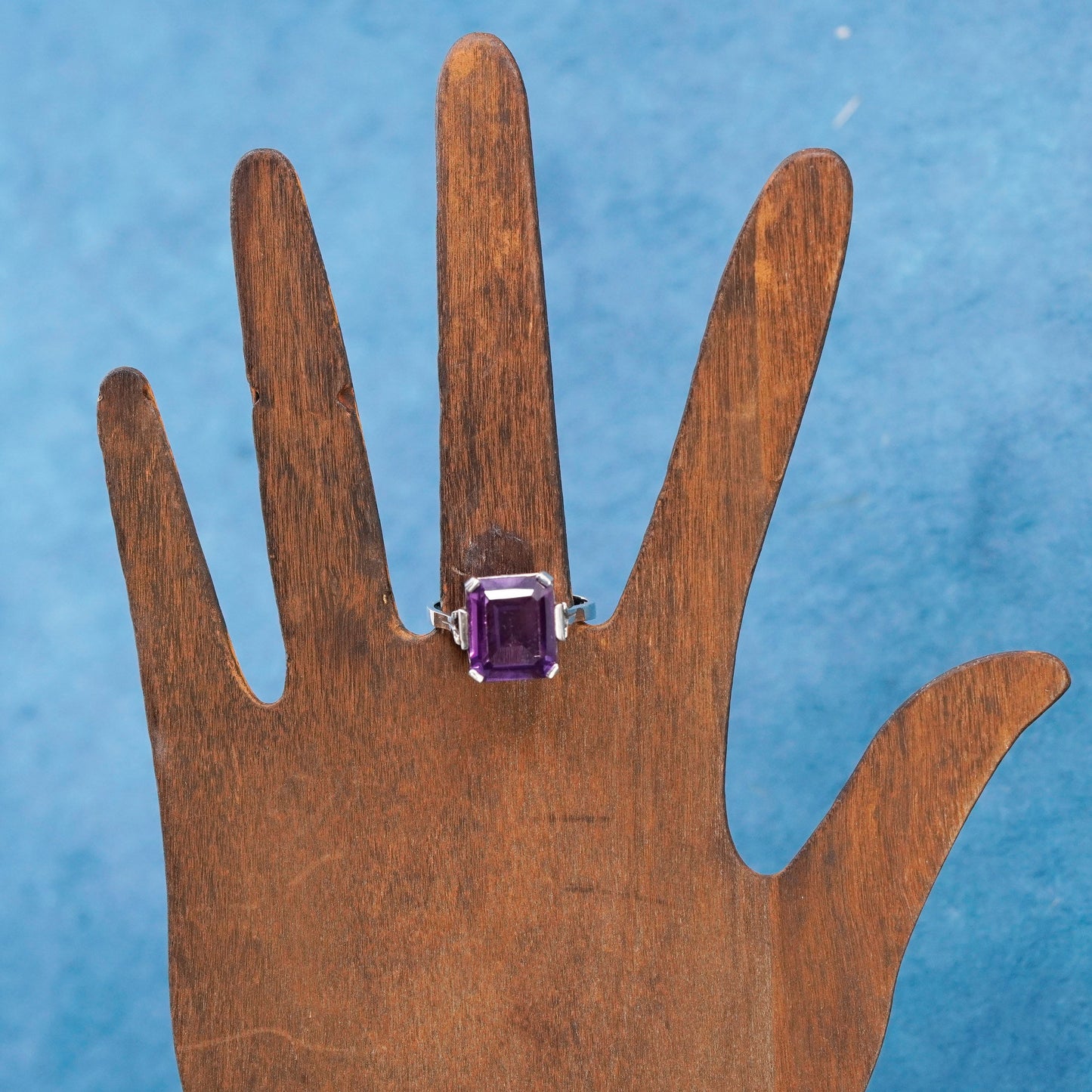 Size 10.75, vintage CA Sterling 925 silver handmade ring with amethyst