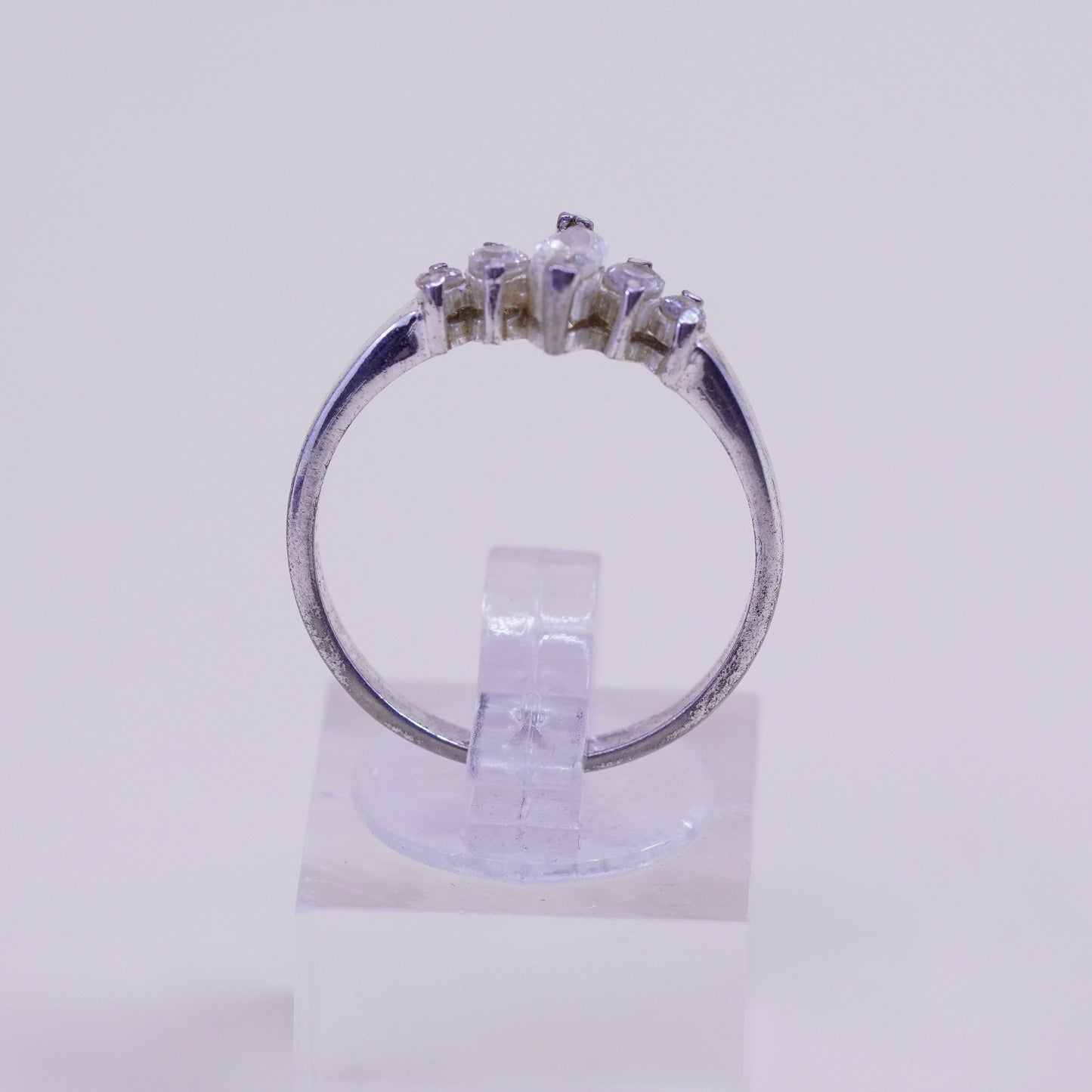 Size 8.25, vintage Sterling 925 silver Statement ring w/ marquise Cz