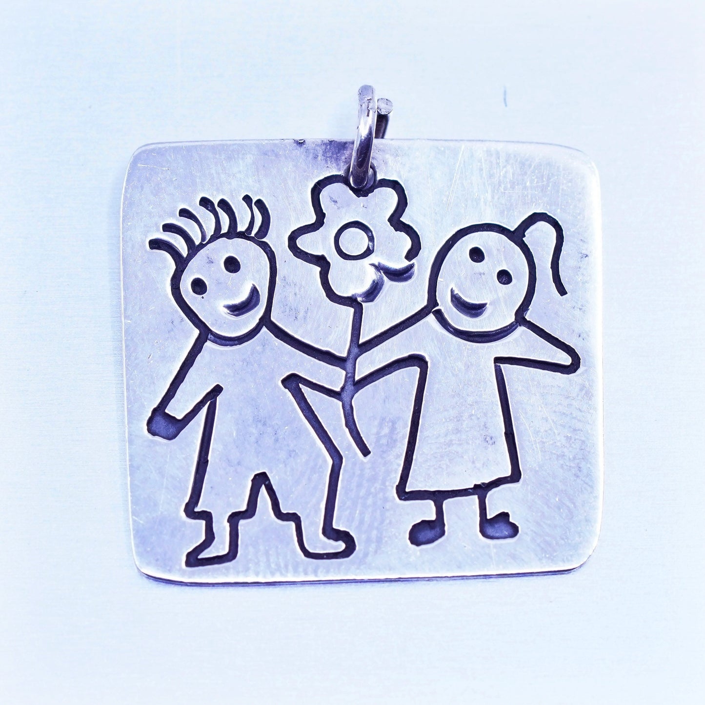 Vintage sterling 925 silver handmade friends friendship flower pendant charm
