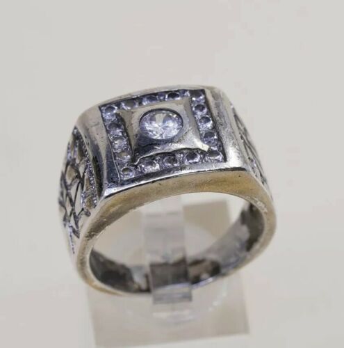 Sz 11, Sterling Silver Handmade Ring, 925 Silver cocktail statement Ring W/ Cz