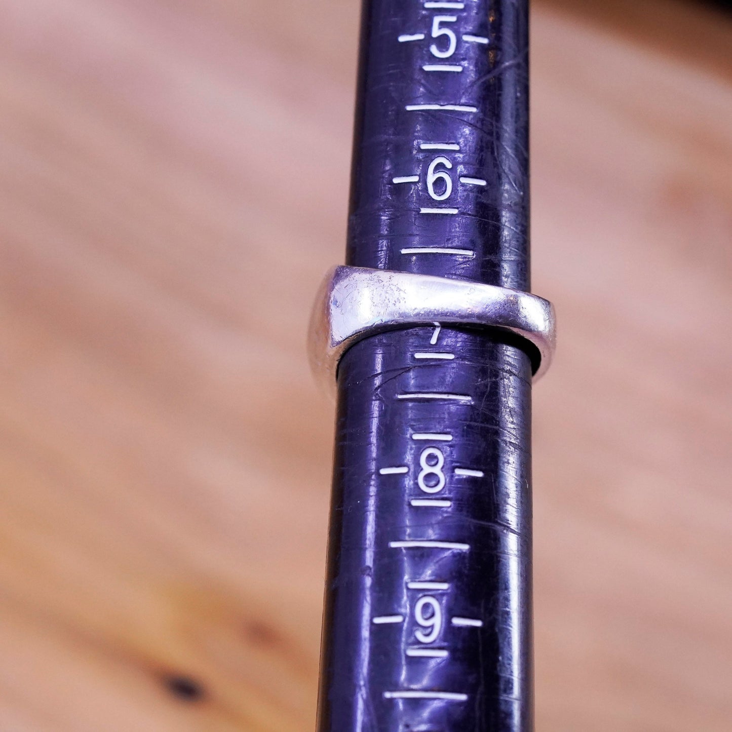 Size 6.75, Sterling silver handmade ring, 925 band embossed deer figure