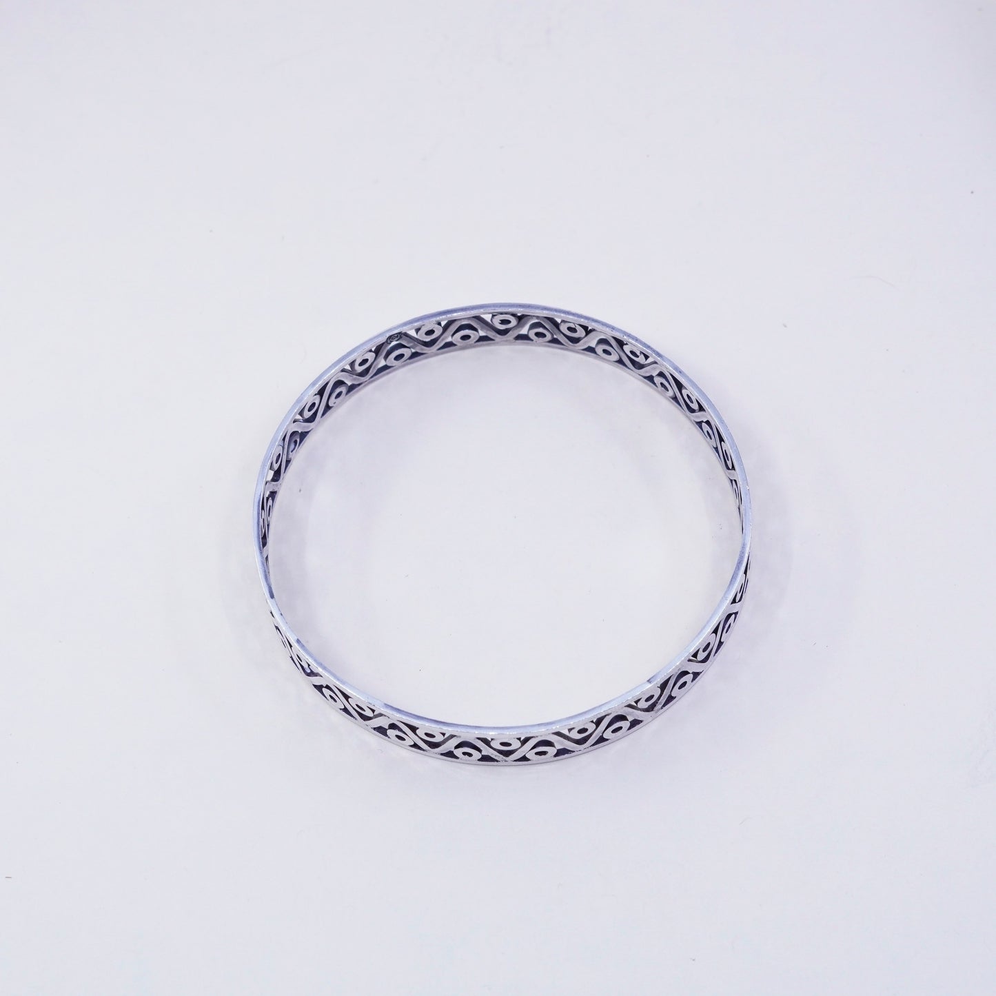8”, vintage Taxco sterling silver handmade bracelet, 925 bangle with filigree