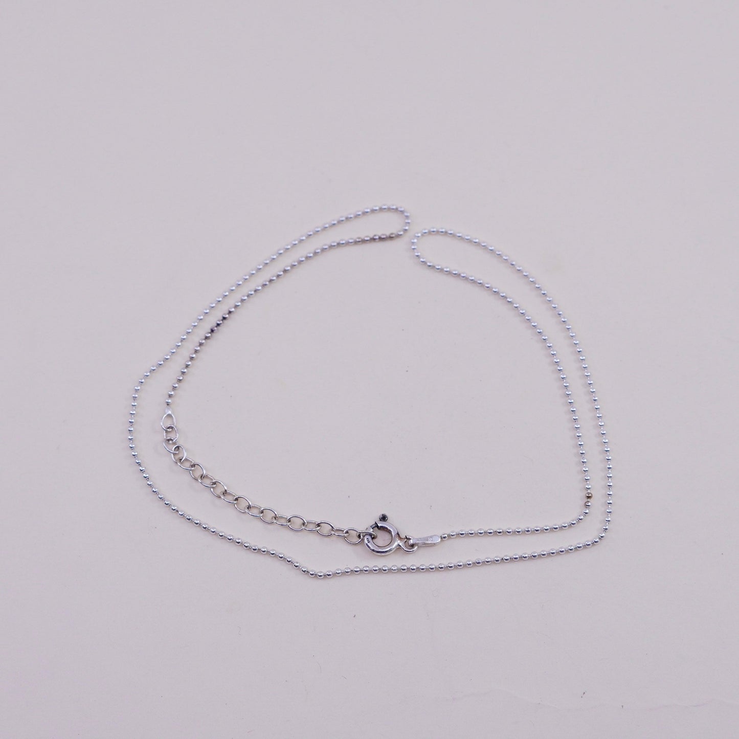 16+2”, 1mm, Vintage sterling silver beads chain, 925 necklace