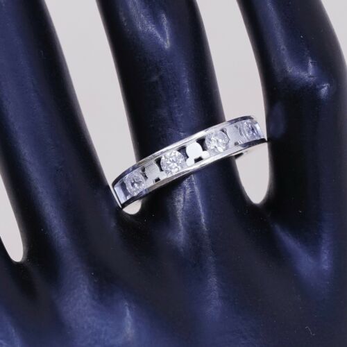 Sz 8.5, Vtg Sterling Silver Ring, Thailand 925 Modern Disney Band Ring W/ CZ