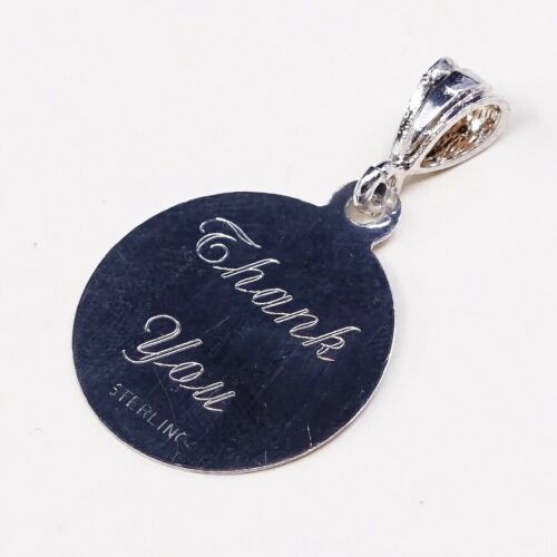 Vtg Sterling Silver Handmade Pendant, 925 Tag W/ Evelyn, Stamped Sterling