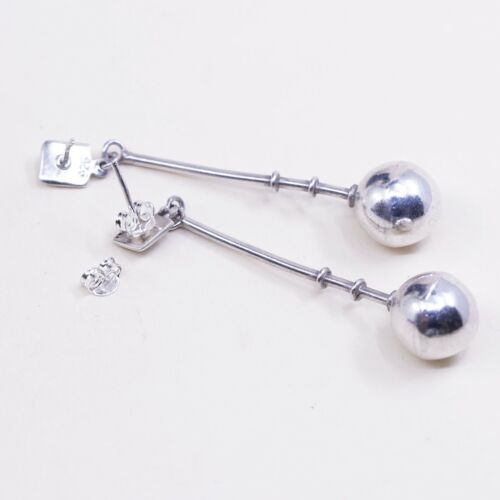Vintage sterling silver handmade earrings, 925 beads dangles