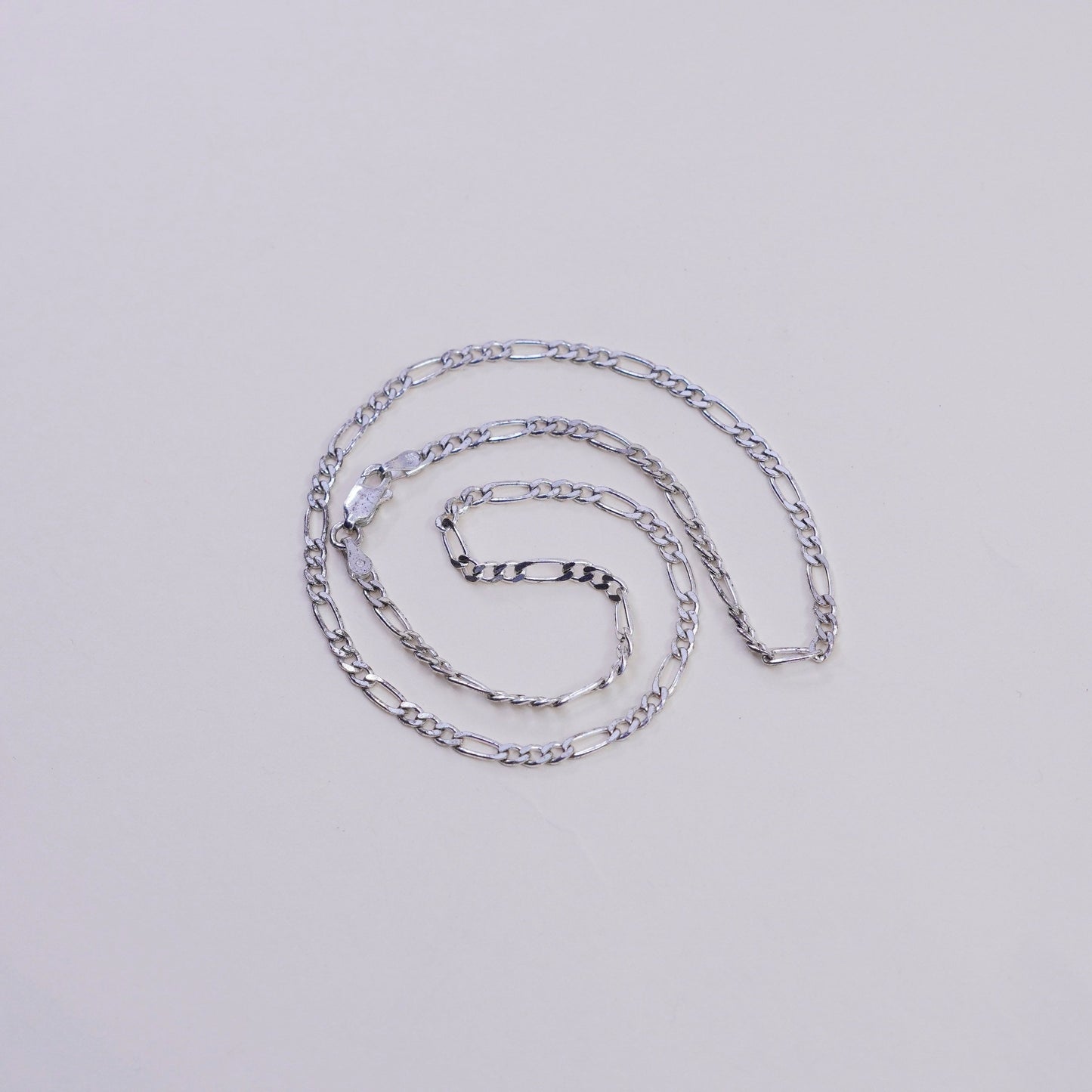 16”, 3mm, Vintage sterling silver figaro chain, 925 men’s necklace