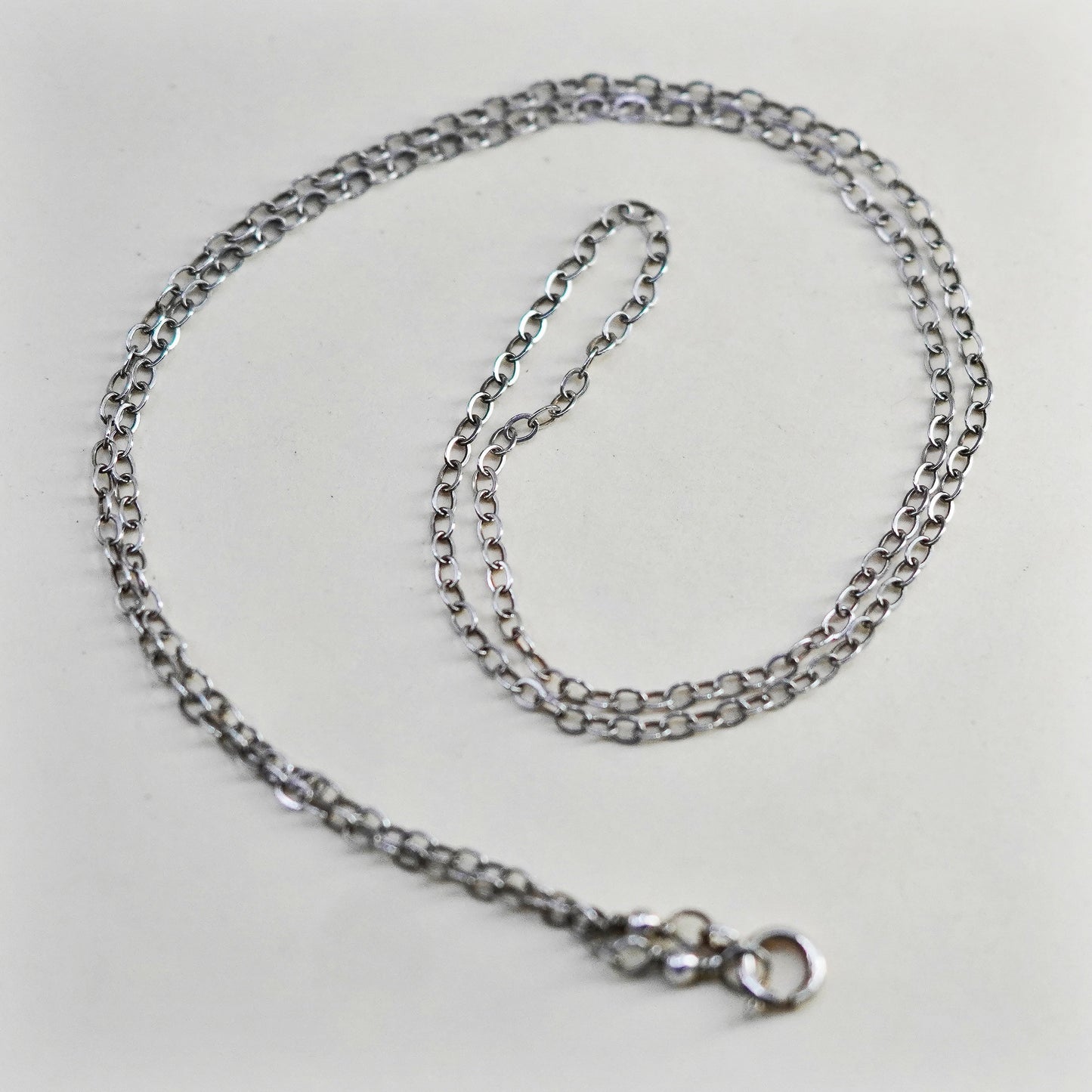 18”, 1mm, Vintage sterling silver flatten circle chain, Italy 925 necklace
