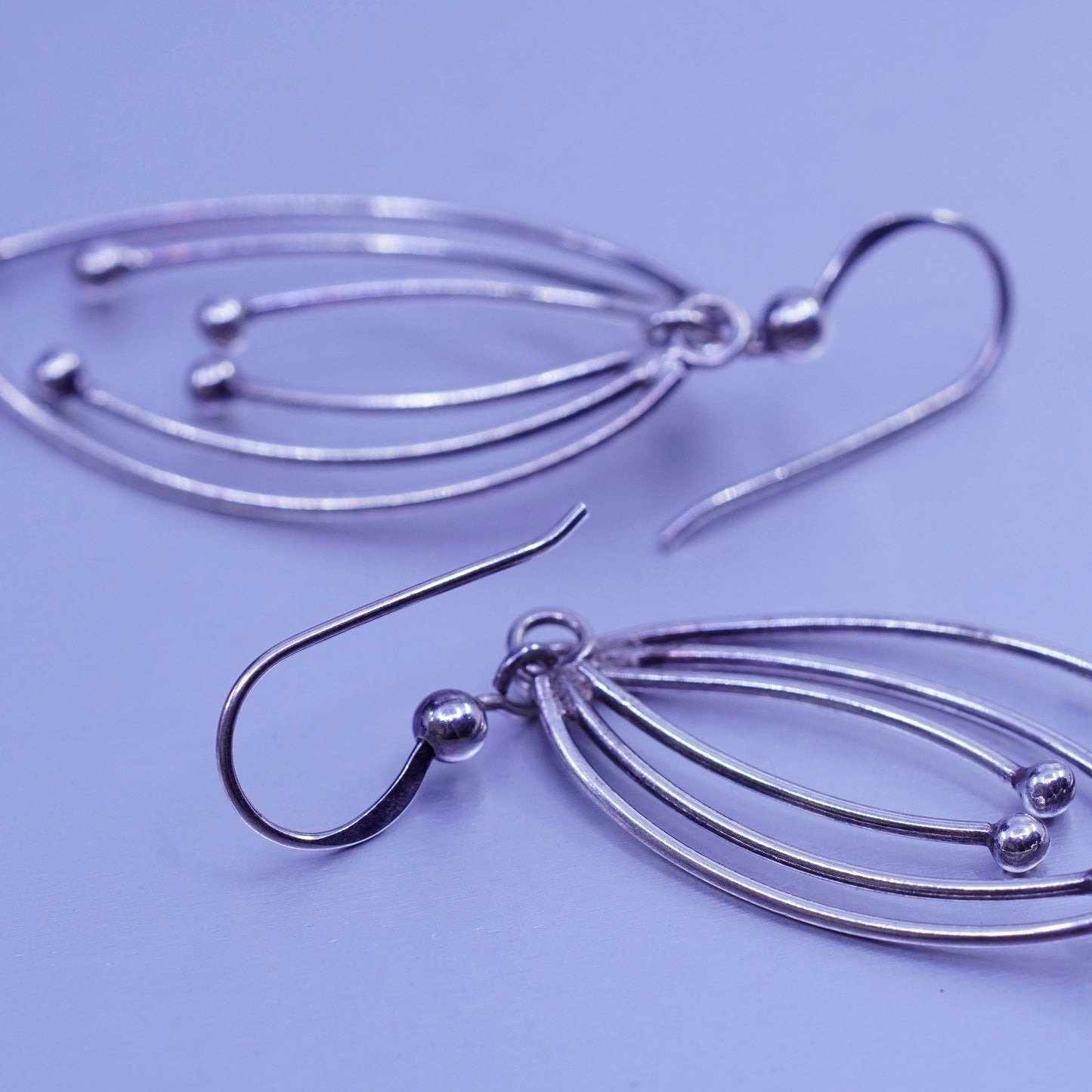 Vintage Sterling 925 silver teardrop beads earrings