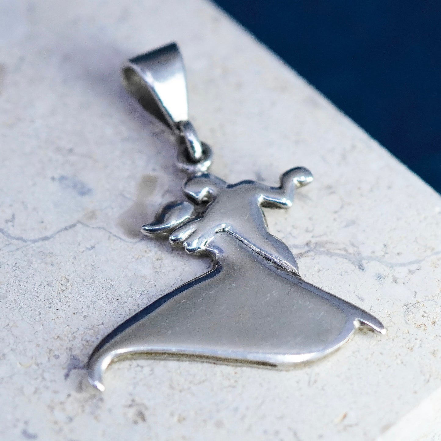 Vintage Sterling silver handmade pendant, 925 social dance