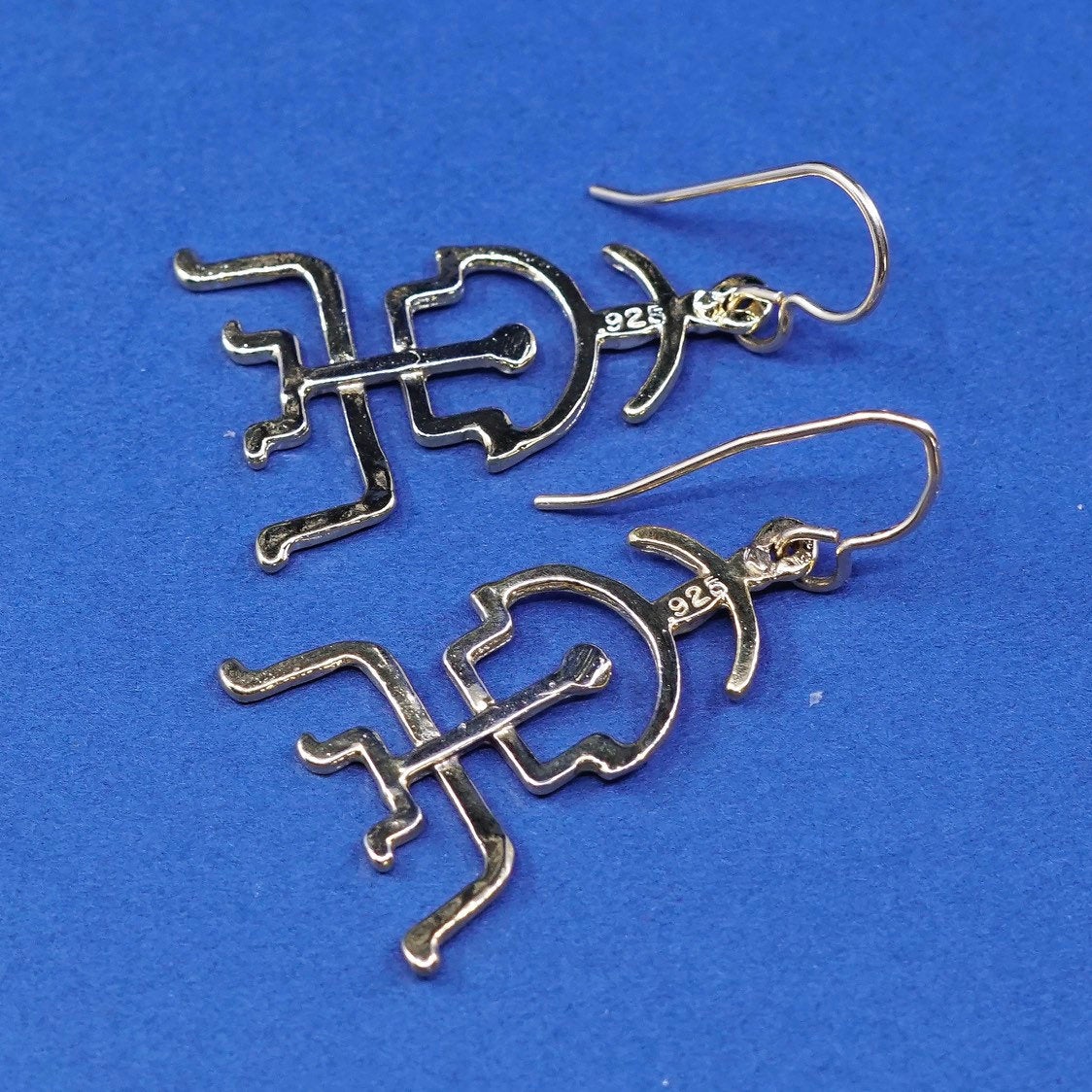 Gold over Sterling silver handmade Hammered earrings, 925 Mayan ancient texture