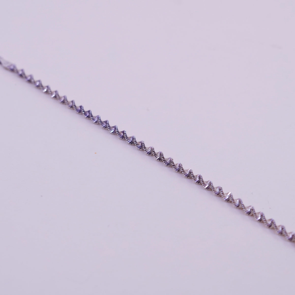 6.75”, 3mm, Vintage sterling silver bracelet, 925 twisted herringbone chain