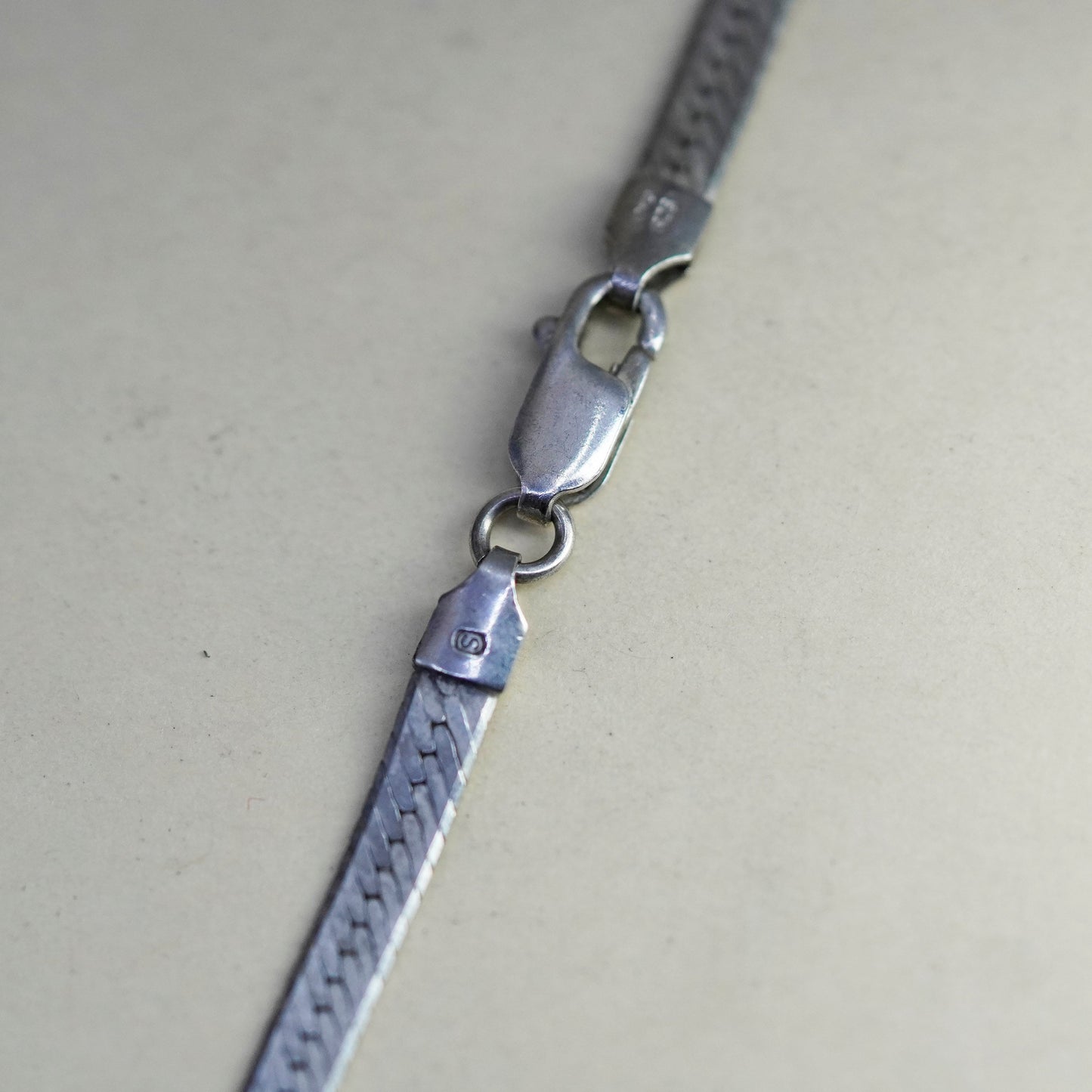 20” 4mm, Vintage Italy sterling silver necklace, bold 925 herringbone chain