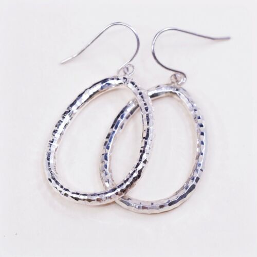Vtg Sterling 925 Silver Handmade Hollow Lightweight Teardrop Shaped Earrings