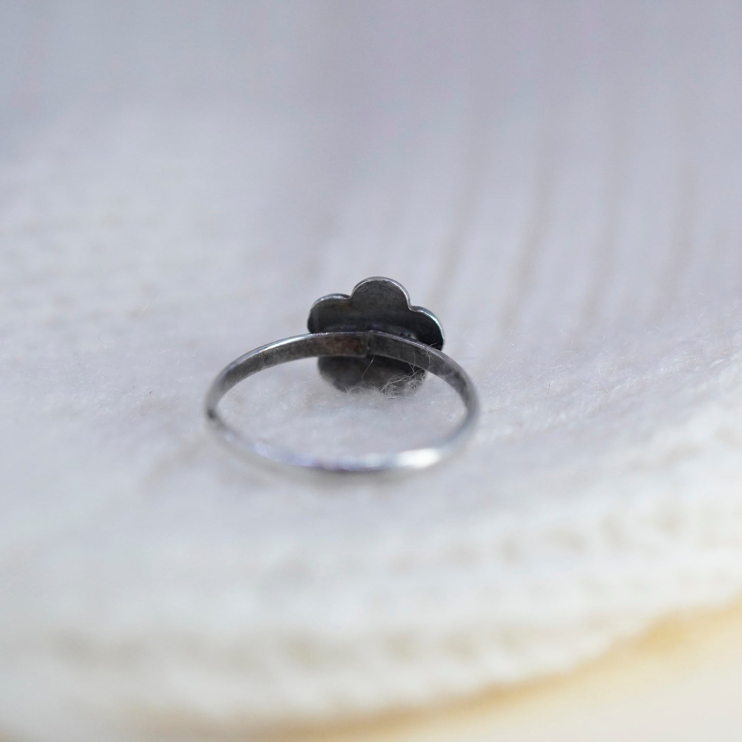 Size 4.75, Denmark Meka Sterling 925 silver handmade green enamel flower ring