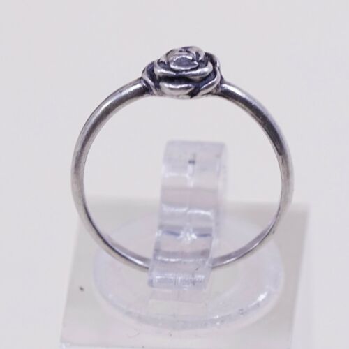 Size 5.25, Shube Sterling 925 Silver Handmade Rose Bud Flower Band Ring