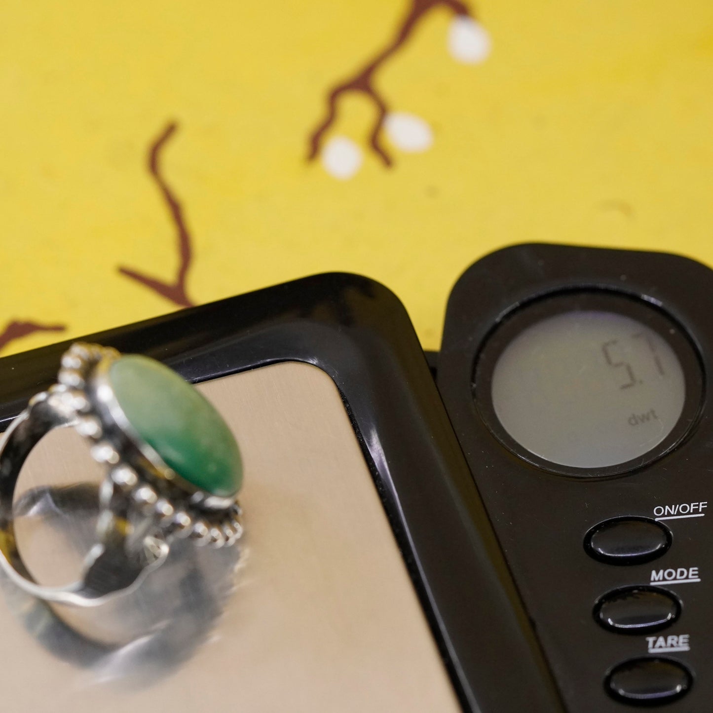 Size 7, vintage Sterling 925 silver handmade ring with turquoise and beads