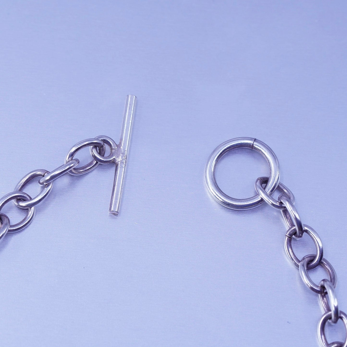 6.75”, Sterling 925 silver bracelet circle chain moon enamel elephant charms