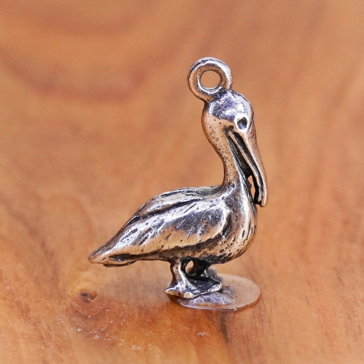 Vintage Sterling silver handmade pendant, 925 pelican bird charm