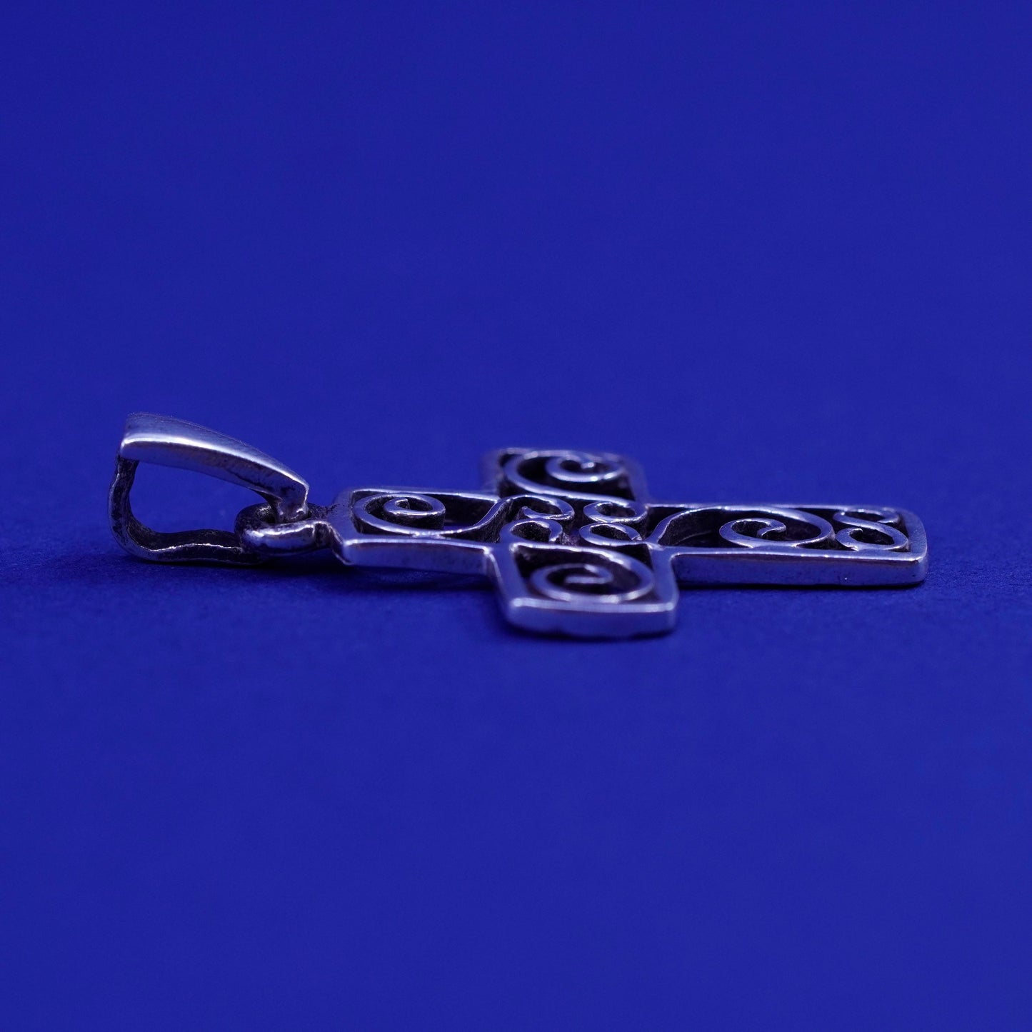 Sterling silver handmade pendant, 925 filigree cross charm