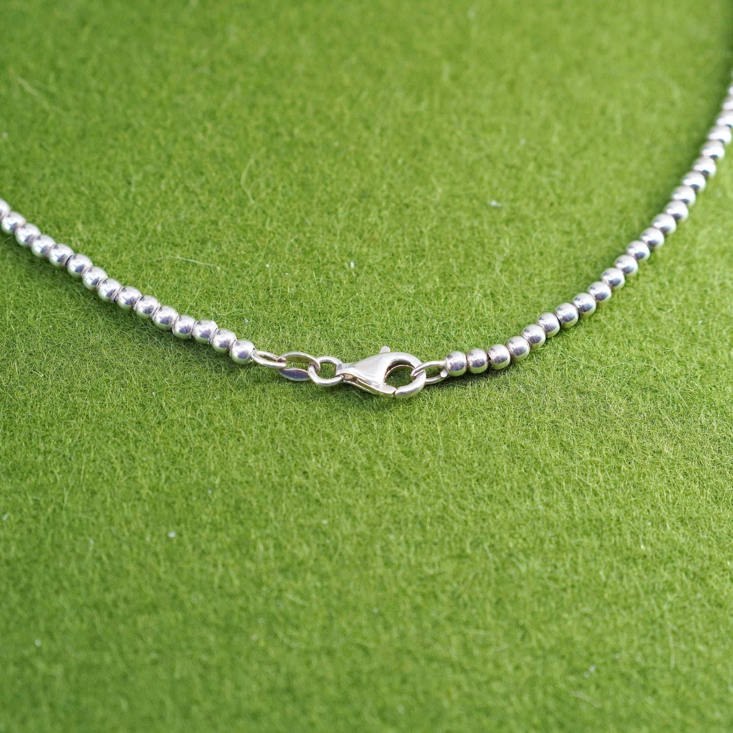 20”, Sterling silver handmade beaded chain necklace with Italian Murano glass