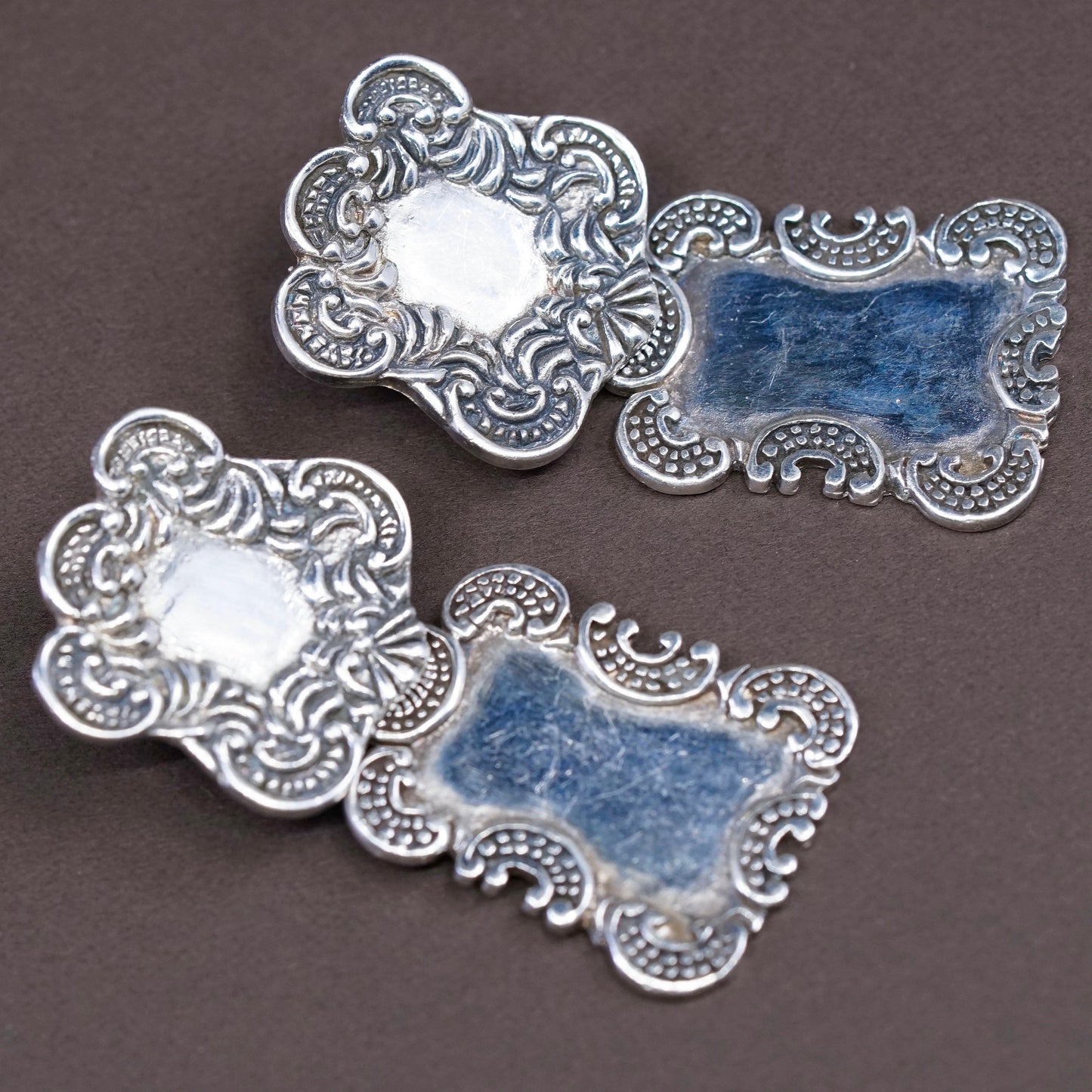 Vintage Sterling silver handmade earrings, 925 Filigree teardrop beads drops