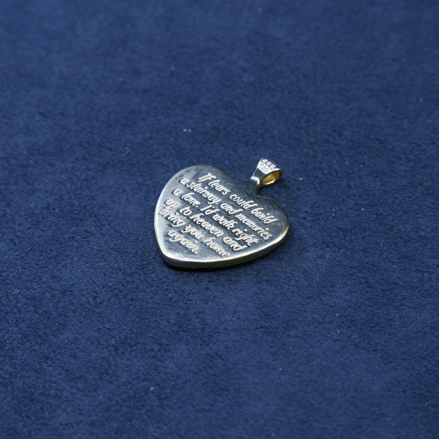 BGE 18K Gold & 925 Love Heart Engraved Pendant p1039, Sterling silver pendant