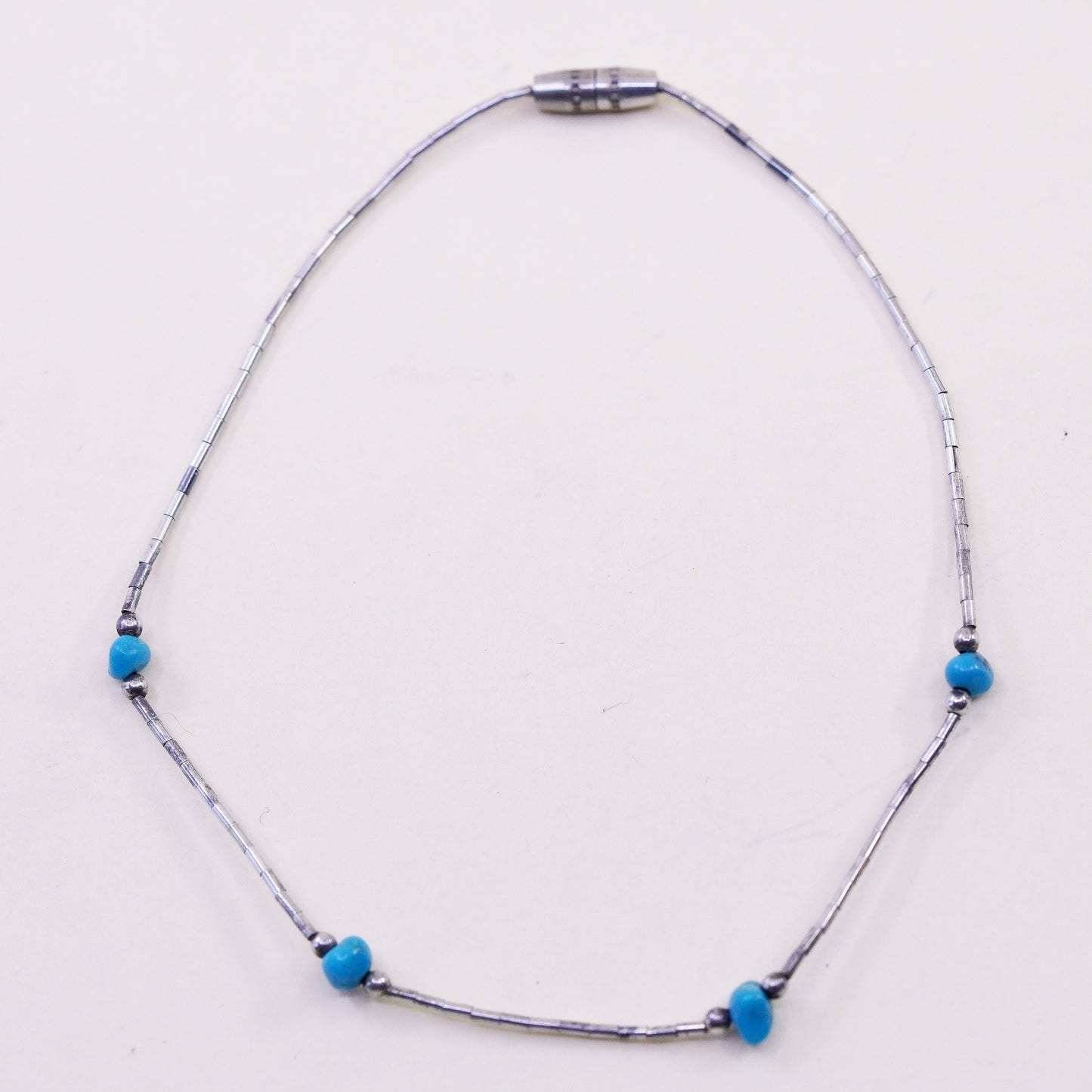 9”, sterling handmade bracelet, 925 liquid silver chain anklet turquoise beads
