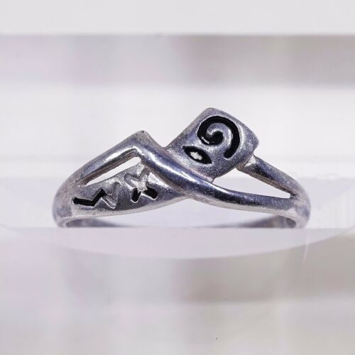 Sz 6, Vtg Sterling Silver Handmade Ring, 925 Silver Band W/ Swirl Texture